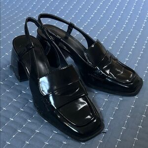 GB Girls Shiny Black Loafers